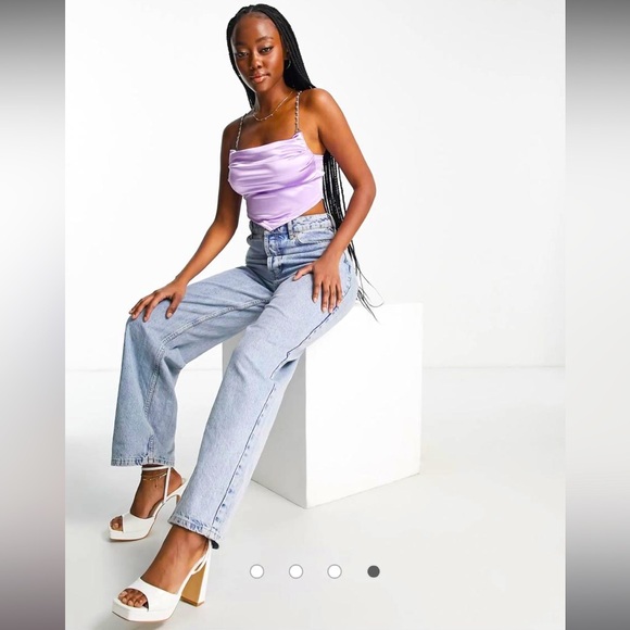 Lilac Chain Strap Satin party top - Picture 4 of 14